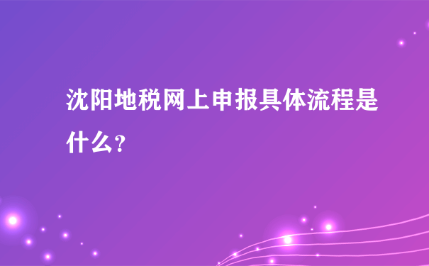 沈阳地税网上申报具体流程是什么？