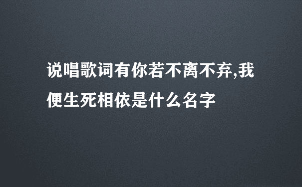 说唱歌词有你若不离不弃,我便生死相依是什么名字