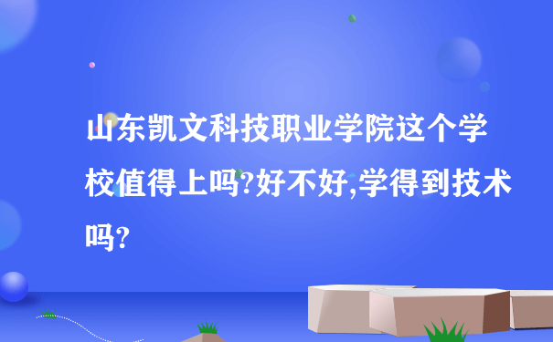 山东凯文科技职业学院这个学校值得上吗?好不好,学得到技术吗?