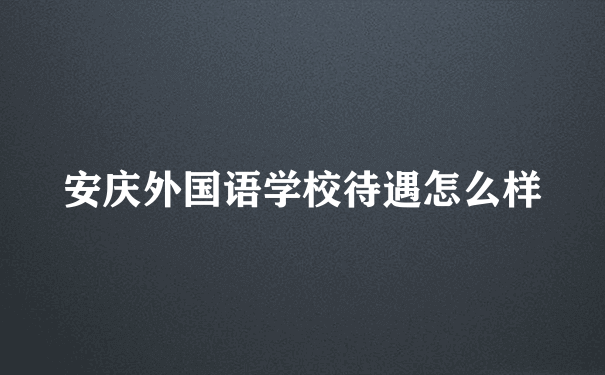 安庆外国语学校待遇怎么样