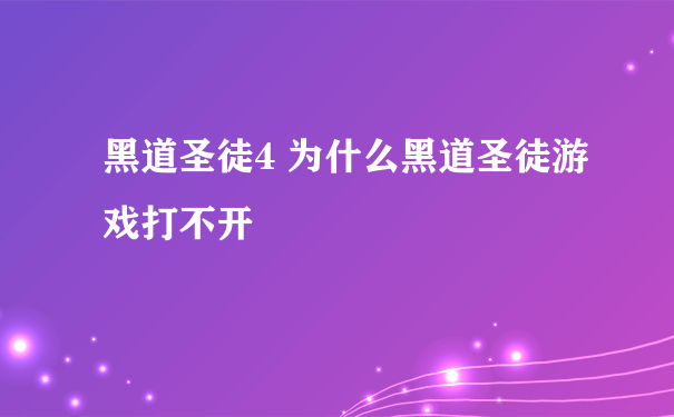 黑道圣徒4 为什么黑道圣徒游戏打不开