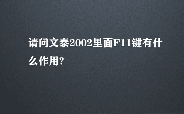 请问文泰2002里面F11键有什么作用?