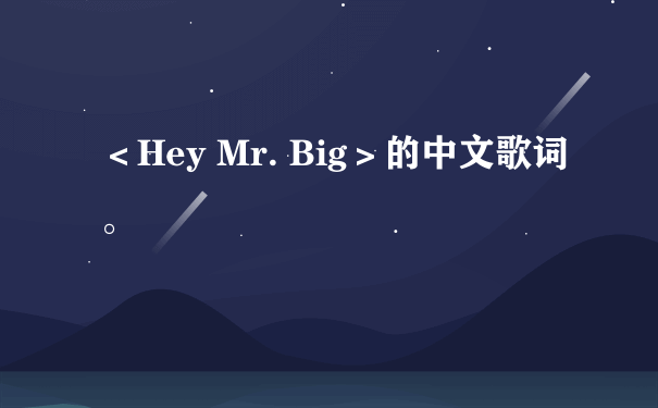 ＜Hey Mr. Big＞的中文歌词。