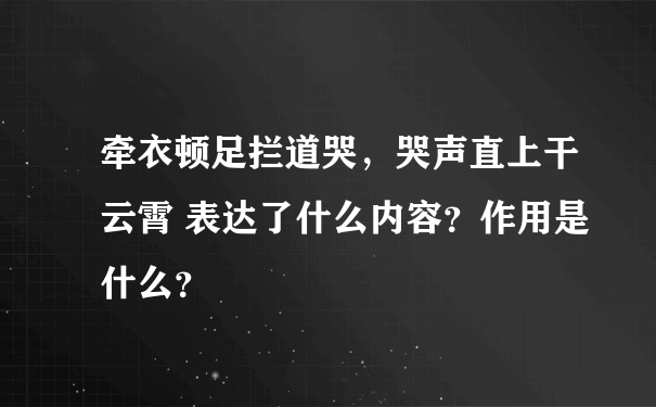 牵衣顿足拦道哭，哭声直上干云霄 表达了什么内容？作用是什么？