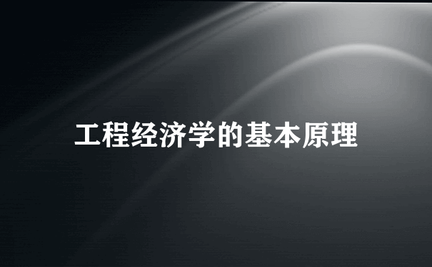 工程经济学的基本原理