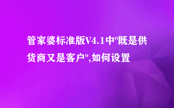 管家婆标准版V4.1中