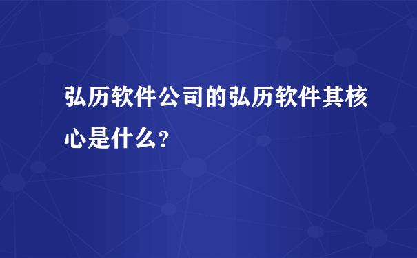 弘历软件公司的弘历软件其核心是什么？