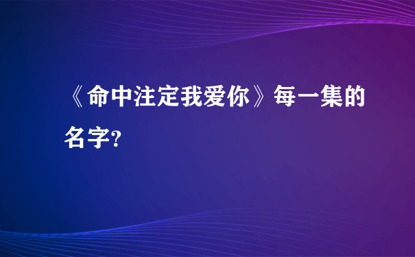 《命中注定我爱你》每一集的名字？