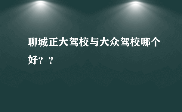 聊城正大驾校与大众驾校哪个好？？