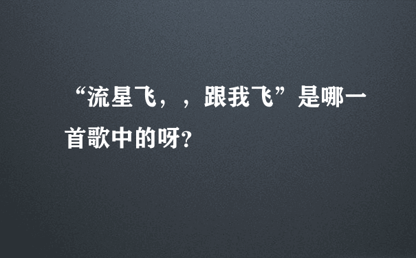 “流星飞，，跟我飞”是哪一首歌中的呀？