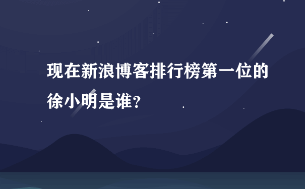 现在新浪博客排行榜第一位的徐小明是谁？