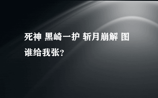 死神 黑崎一护 斩月崩解 图 谁给我张？