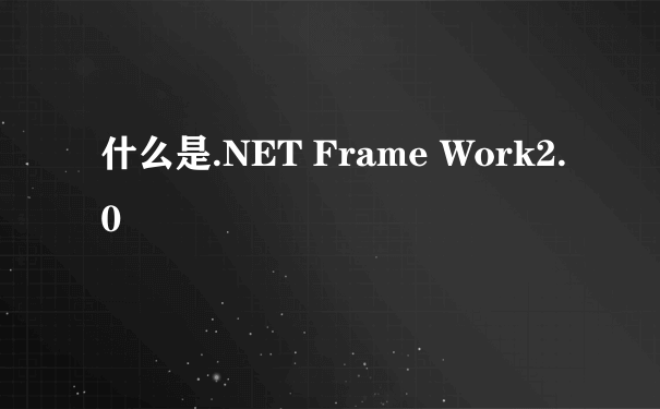 什么是.NET Frame Work2.0