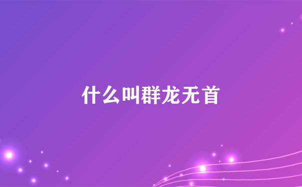 什么叫群龙无首