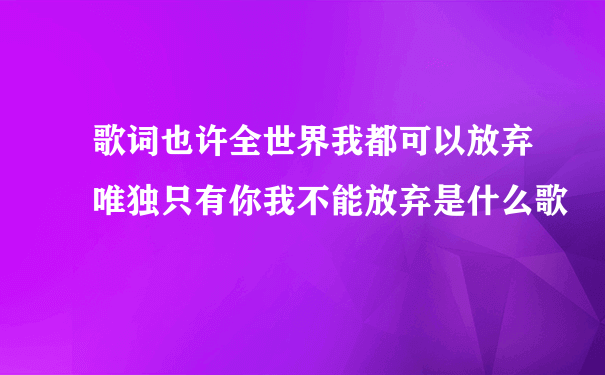 歌词也许全世界我都可以放弃唯独只有你我不能放弃是什么歌