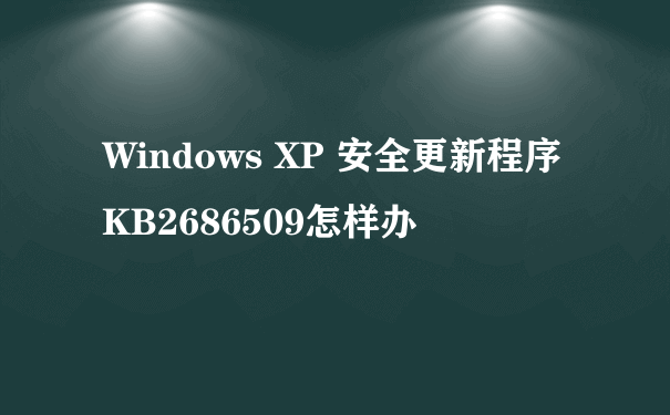 Windows XP 安全更新程序 KB2686509怎样办