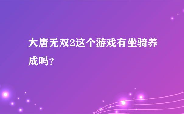 大唐无双2这个游戏有坐骑养成吗？