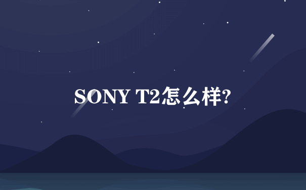 SONY T2怎么样?