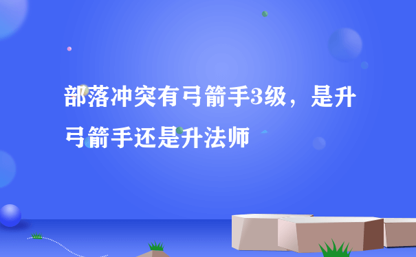 部落冲突有弓箭手3级，是升弓箭手还是升法师