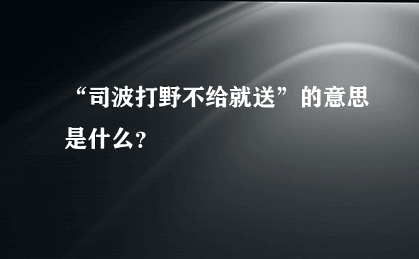 “司波打野不给就送”的意思是什么？