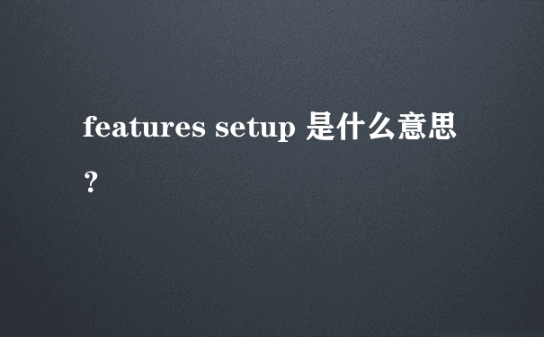 features setup 是什么意思？