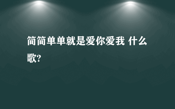 简简单单就是爱你爱我 什么歌?