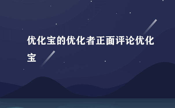 优化宝的优化者正面评论优化宝