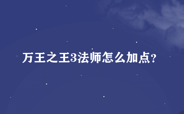 万王之王3法师怎么加点？