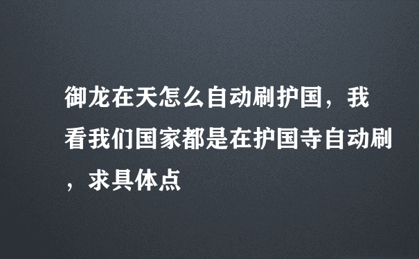 御龙在天怎么自动刷护国，我看我们国家都是在护国寺自动刷，求具体点