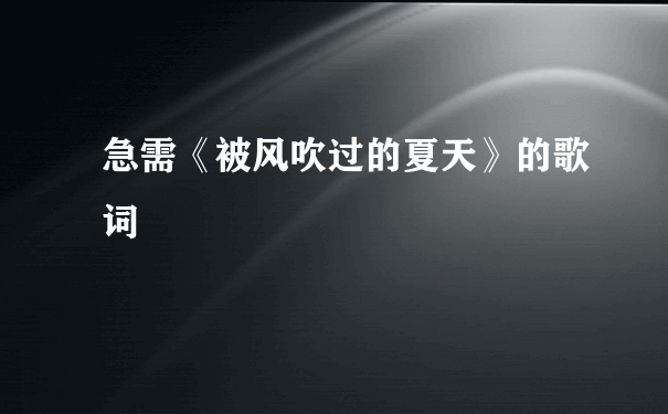 急需《被风吹过的夏天》的歌词