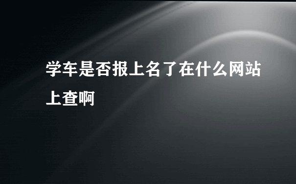 学车是否报上名了在什么网站上查啊