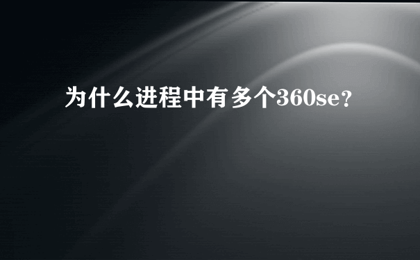 为什么进程中有多个360se？