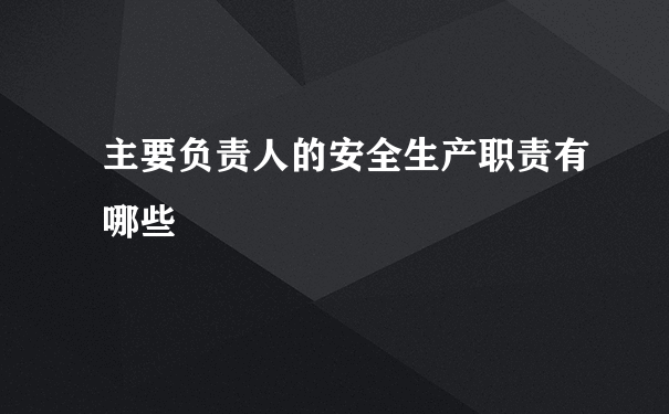 主要负责人的安全生产职责有哪些