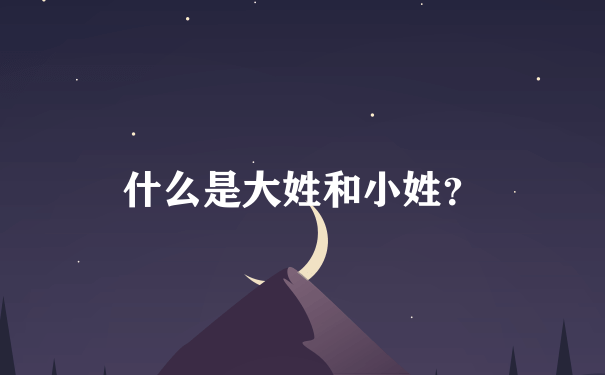 什么是大姓和小姓？