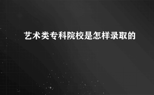 艺术类专科院校是怎样录取的