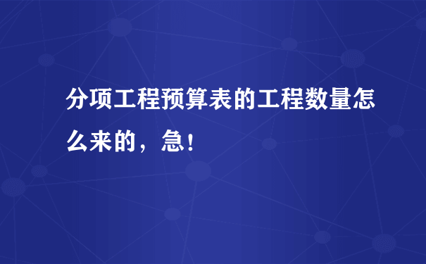 分项工程预算表的工程数量怎么来的，急！