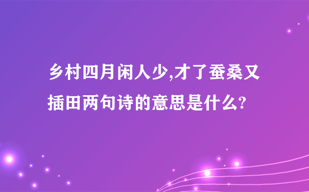 乡村四月闲人少,才了蚕桑又插田两句诗的意思是什么?