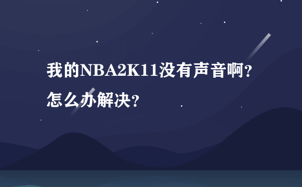 我的NBA2K11没有声音啊？怎么办解决？