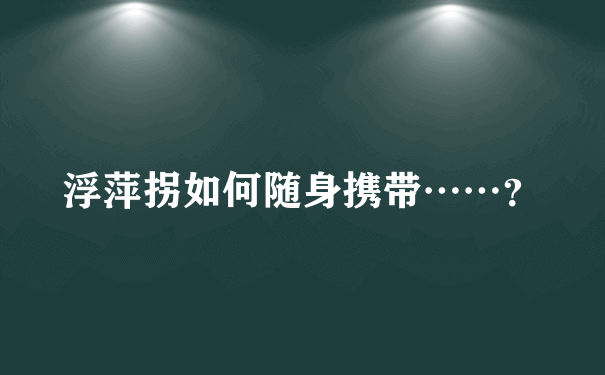 浮萍拐如何随身携带……？