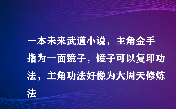 一本未来武道小说，主角金手指为一面镜子，镜子可以复印功法，主角功法好像为大周天修炼法