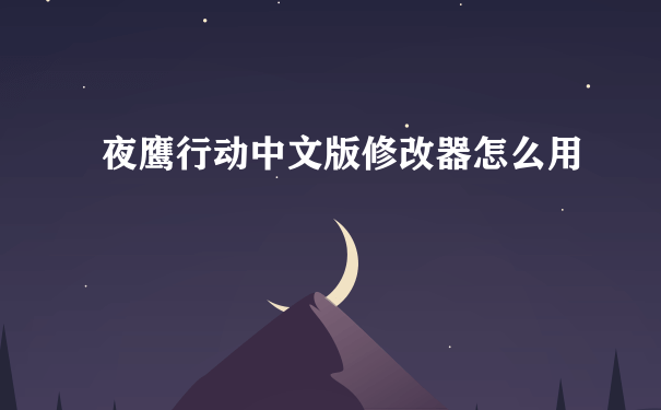 夜鹰行动中文版修改器怎么用