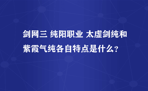 剑网三 纯阳职业 太虚剑纯和紫霞气纯各自特点是什么？