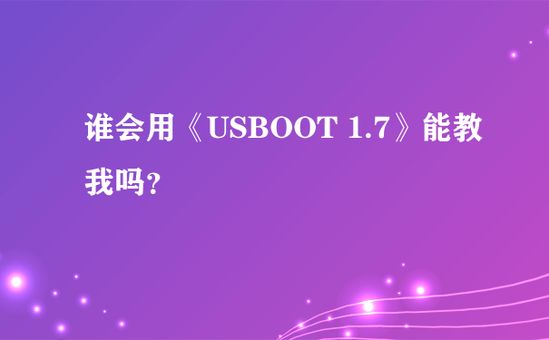 谁会用《USBOOT 1.7》能教我吗？