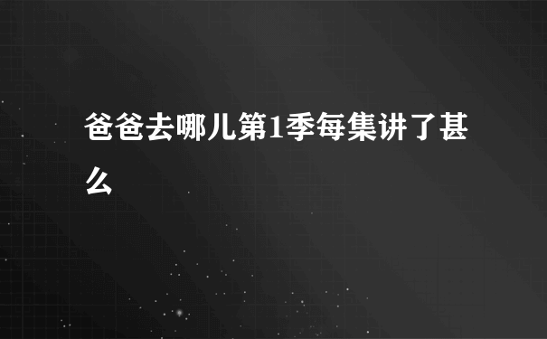 爸爸去哪儿第1季每集讲了甚么