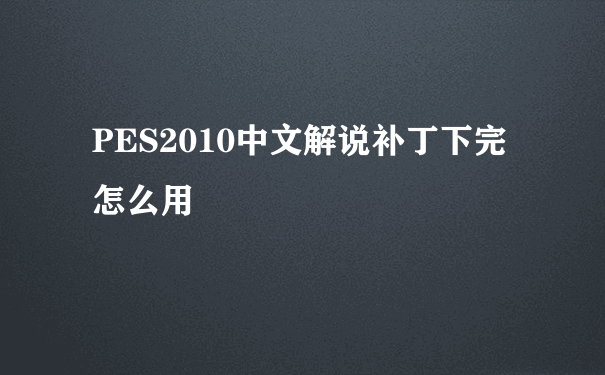 PES2010中文解说补丁下完怎么用