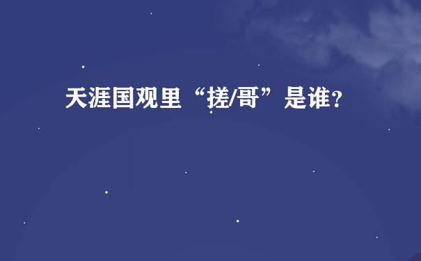 天涯国观里“搓/哥”是谁？