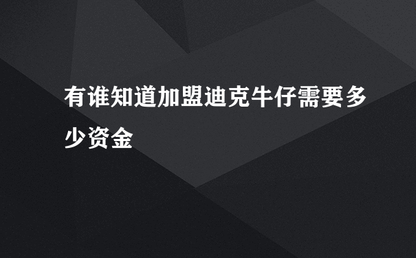 有谁知道加盟迪克牛仔需要多少资金