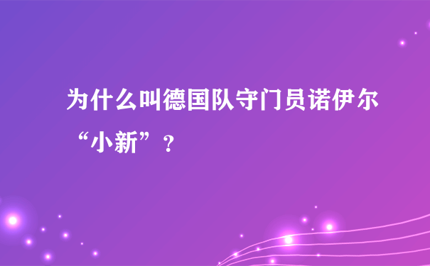 为什么叫德国队守门员诺伊尔“小新”？