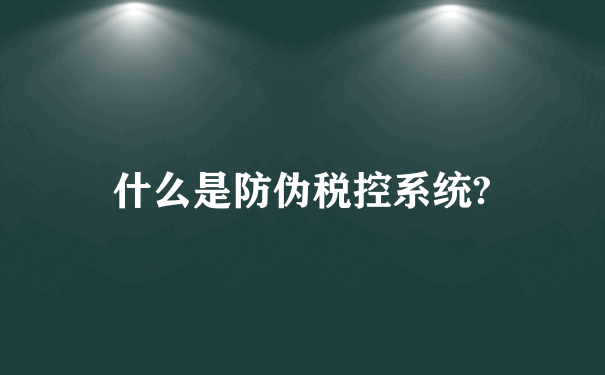 什么是防伪税控系统?