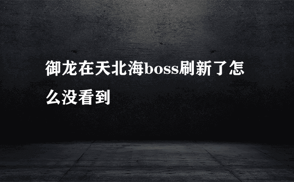 御龙在天北海boss刷新了怎么没看到